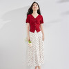 【07/23新品】熙世界法式田园风穿搭套装女夏装褶皱收腰V领T恤碎花半身裙两件套 商品缩略图4