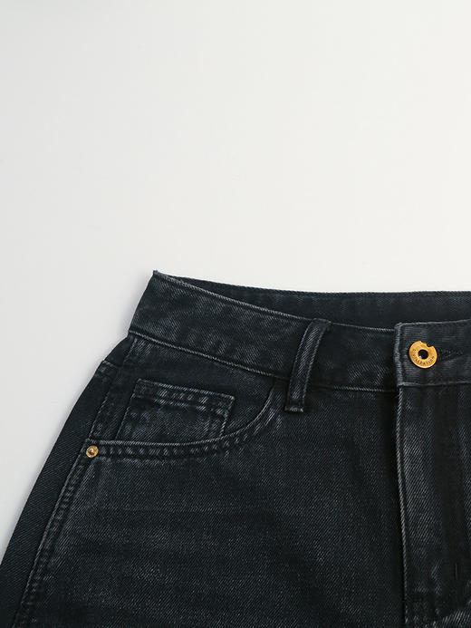 黑色牛仔半身裙女 2025 新款高腰中长款 不规则拼接设计感裙子 商品图2