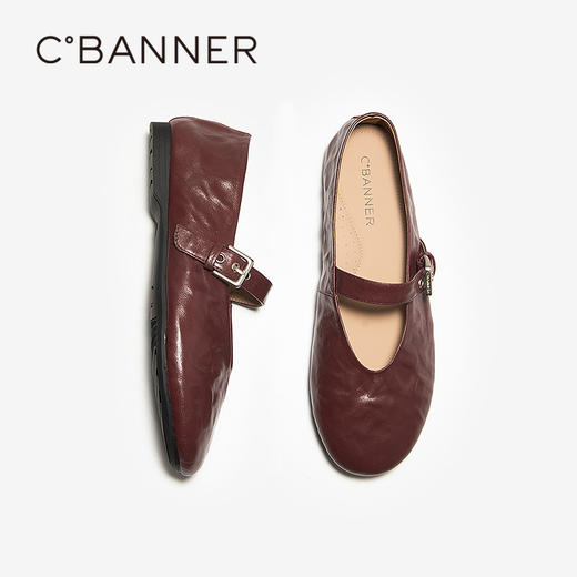 千百度低跟羊皮玛丽珍鞋女手抓皮晚晚鞋单鞋A25465971 商品图4