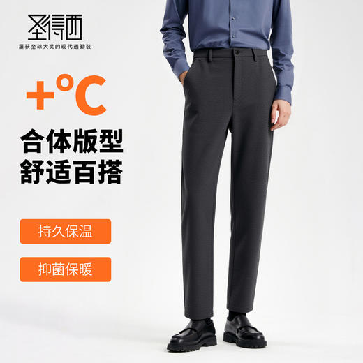 【抑菌保暖】圣得西男士加绒加厚直筒裤2025秋冬休闲百搭纯色长裤 商品图1