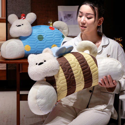 自然醒立体趴趴小狗乳胶腰靠办公室久坐神器护腰靠背垫椅子靠枕沙发孕妇抱枕QYL 商品图14