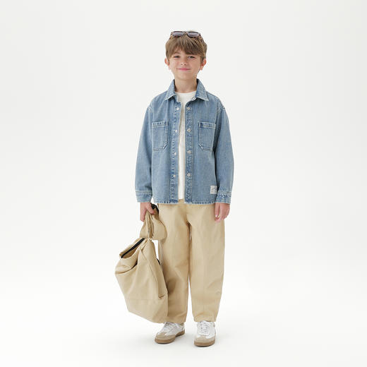马克珍妮男童舒适百搭牛仔外套 儿童厚衬衫2025年秋装新款551279 商品图1