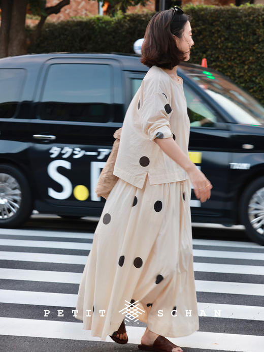 PETIT SCHAN小闪 CLO#866 Less boba 珍珠少放一点 一千零一夜系列法式纯棉波点半裙 商品图5