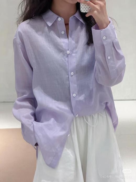 【高品质私服】【IC粉紫色/浅蓝色苎麻平纹布衬衫】柔和亲肤，版型宽松不垮、藏肉显瘦、弧形下摆灵动G1477/G1485-CC【无标出货 介意慎拍】 商品图8