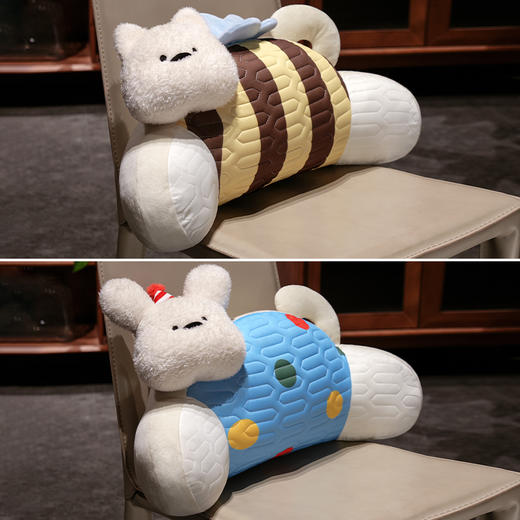 自然醒立体趴趴小狗乳胶腰靠办公室久坐神器护腰靠背垫椅子靠枕沙发孕妇抱枕QYL 商品图10