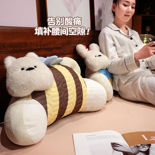 自然醒立体趴趴小狗乳胶腰靠办公室久坐神器护腰靠背垫椅子靠枕沙发孕妇抱枕QYL 商品图6