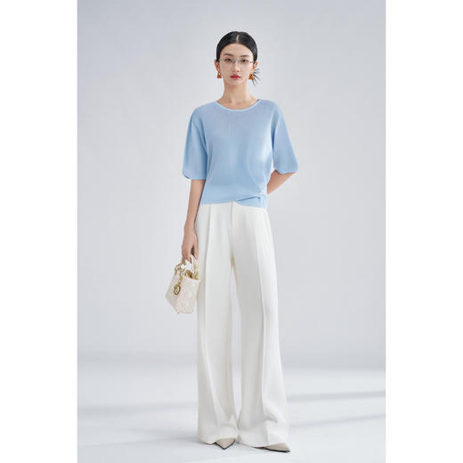 松弛感轻盈微透云柔衫 米思阳2025夏季新款不对称结构设计针织T恤3204 商品图7