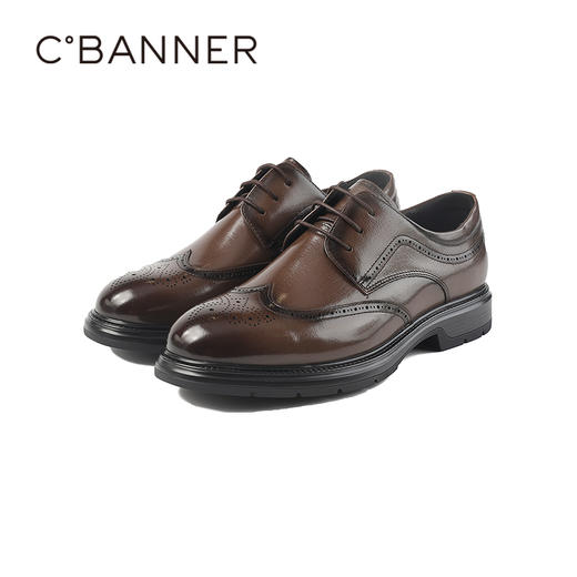 千百度秋季商务正装高级德比鞋经典布洛克雕花男鞋A25401122 商品图4