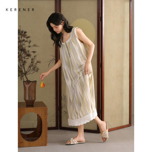 可人儿带bra小众设计新款泡泡绵女士睡衣夏季少女睡裙可外穿 商品图2