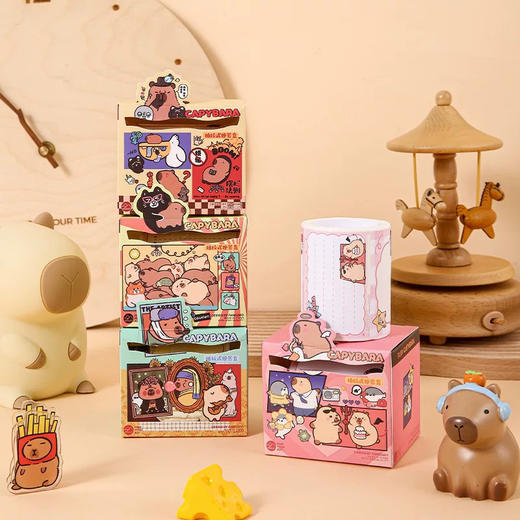 方岛卡皮巴拉系列-淡定豚抽拉便签盒 商品图0