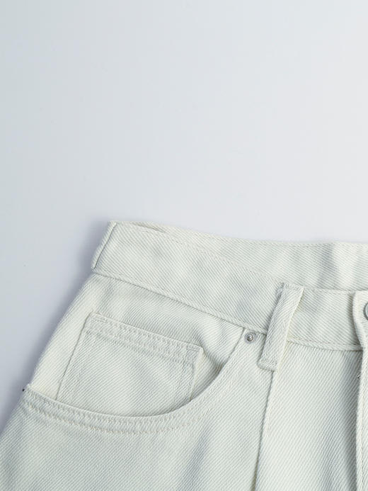 白色高腰阔腿牛仔裤 卷边宽松 2025 新款 慵懒风拖地裤 商品图2