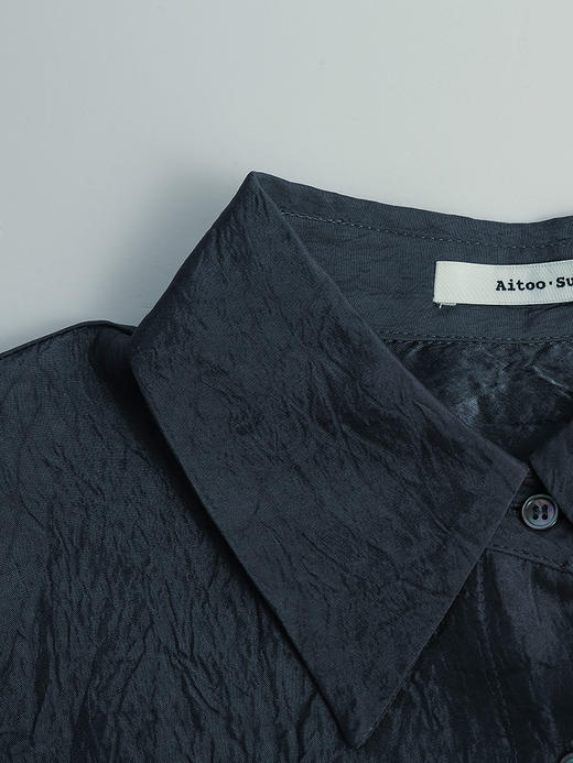 高级感爆棚！深紫色提花长袖衬衫，宽松不挑身材 商品图2