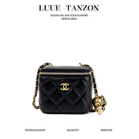 新版发售 金球化妆盒子包  金属球调节扣链条口红包 黑色 （LZ*MM）