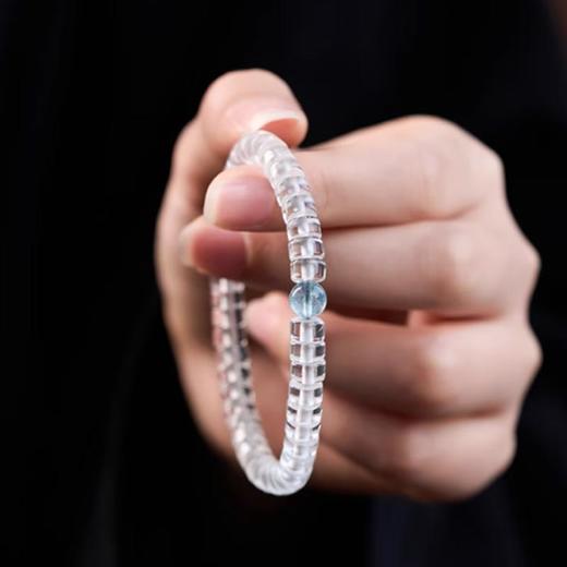 远澈海蓝宝转运珠白水晶直切手串7mm 商品图1