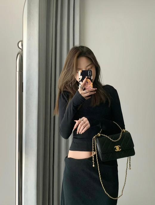 香奈儿 24c 早春 双金珠口盖包 黑色 小号/中号（LZ） 商品图3