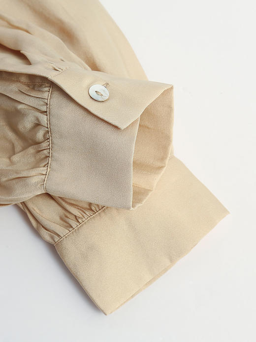 高级感拉满～香槟色天丝衬衫 立领灯笼袖 轻薄透气上衣女 商品图3