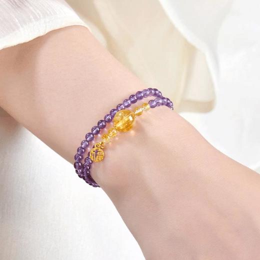 紫气东来紫水晶双圈福牌手串4mm 商品图3