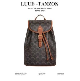 赛琳-凯旋门 CELINE FOLCO标志印花牛皮革中号背包（LZ）