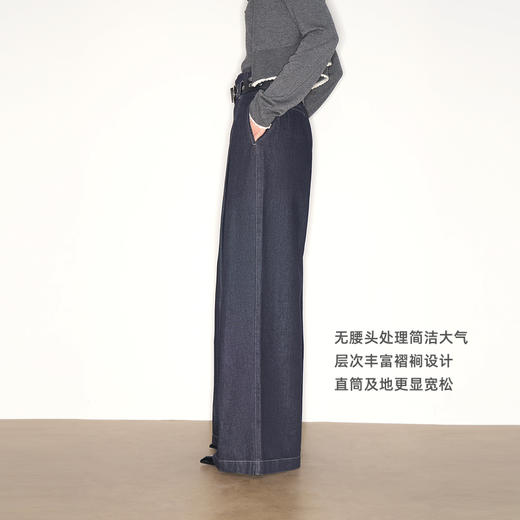 lost in echo2025早秋新款休闲低腰无腰头阔腿显瘦及地直筒牛仔裤 商品图1