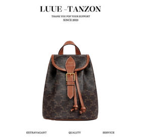 赛琳-凯旋门folco trio mphe canvas标志印花和牛皮革迷你背包（LZ）