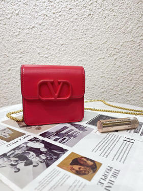 华伦天奴 Mini 红色 牛皮 斜挎包