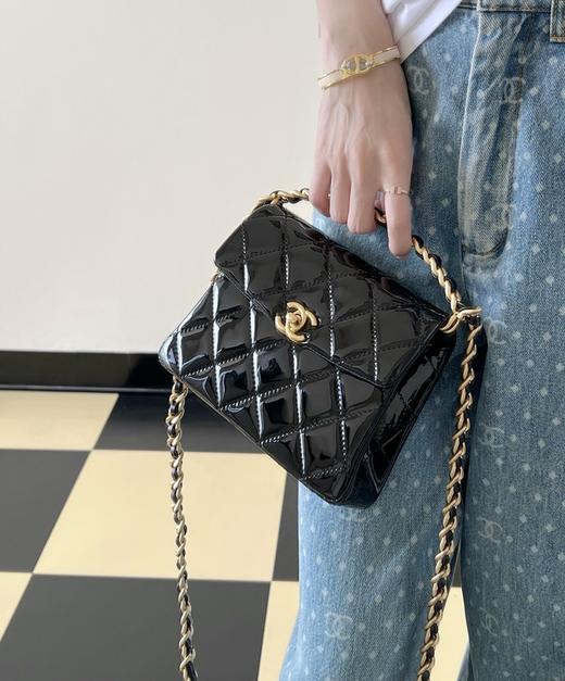 香奈儿 24ss春夏 复古链条手提包 黑/白（LZ） 商品图13