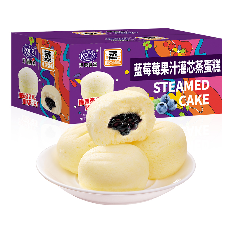 蓝莓灌芯夹心 + 乳酸小口袋 480g 日期新鲜 港荣蒸蛋糕多口味【买一送一】店铺