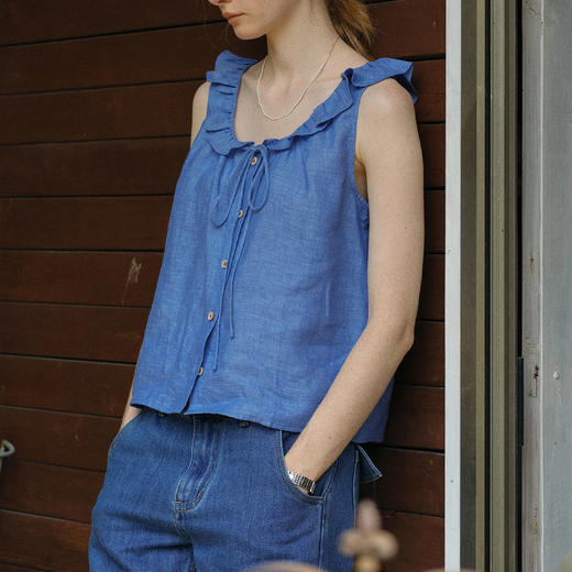 裁缝学苑AQ509木耳荷叶边领背心系带小衫纸样女装吊带上衣版型样板 商品图5