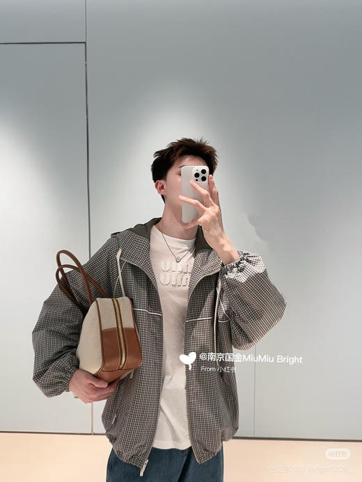 721-8 渠道圆正 miu格子连帽拉链衫 我穿40宽松 商品图9