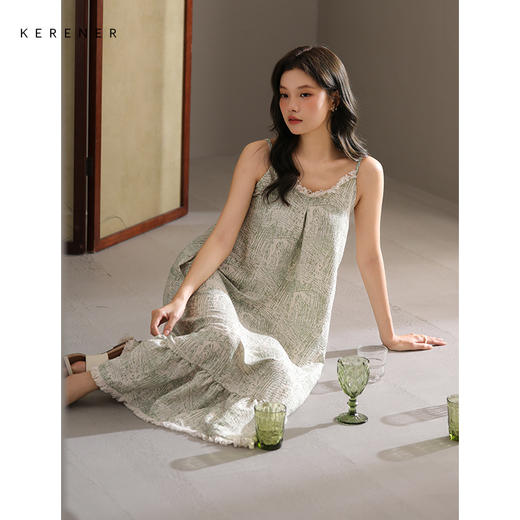 可人儿带bra小众设计新款泡泡绵女士睡衣夏季少女睡裙可外穿居家 商品图2