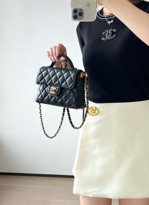 香奈儿 25p春夏 羊皮竖款小号黑色（LZ） 商品图1