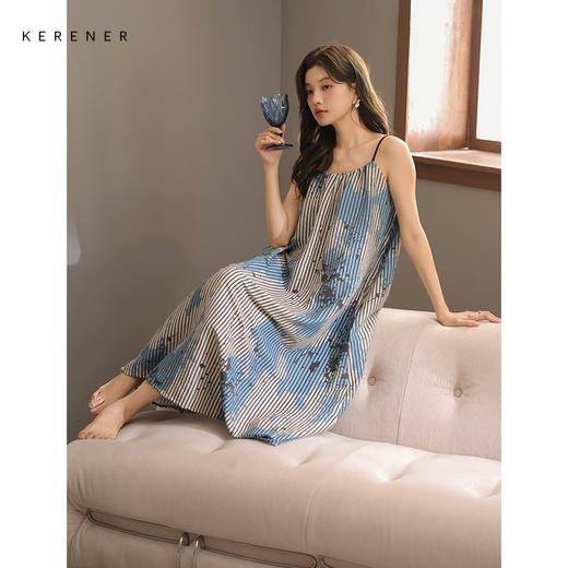 可人儿带bra小众设计泡泡绵女士睡衣夏季少女睡裙可外穿家居服 商品图2