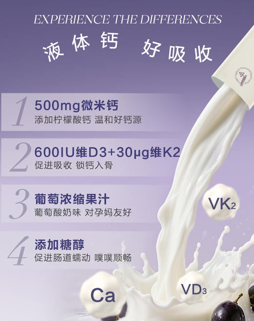 【1盒尝新】PERDAYS液体钙柠檬酸钙酸奶味孕妇孕产妇20条装 商品图6