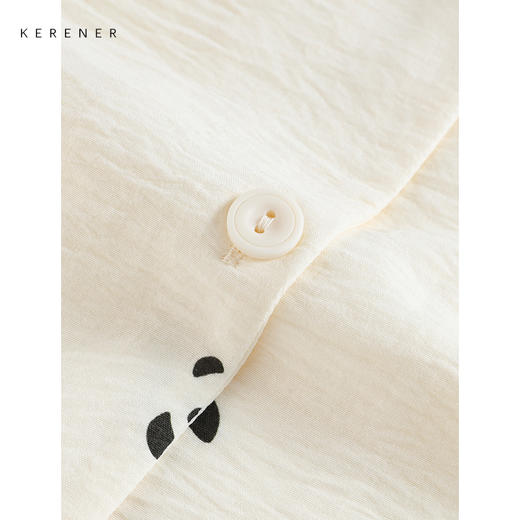 可人儿小众设计师新款泡泡绵女士睡衣夏季短袖可外出家居服三件套 商品图2