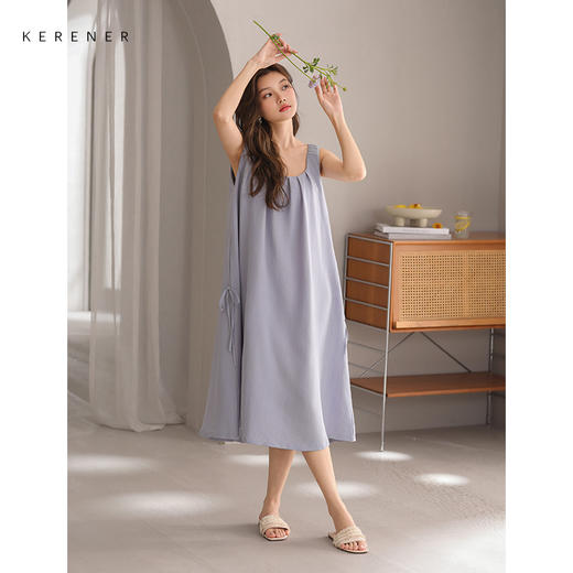 可人儿小众设计师新款泡泡绵女士睡衣夏季少女睡裙可外穿家居服 商品图3