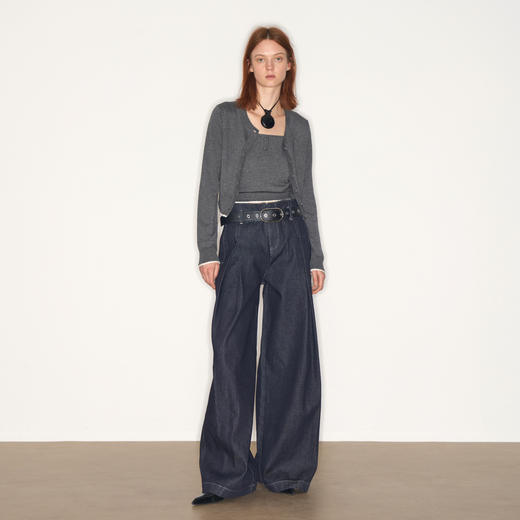 lost in echo2025早秋新款休闲低腰无腰头阔腿显瘦及地直筒牛仔裤 商品图3