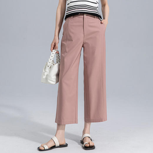 「高货xg」全新升级【铂金会员192/天猫259/差价67】(74536)洛诗琳夏季薄款休闲直筒裤2025夏季高腰显瘦宽松九分裤 商品图1