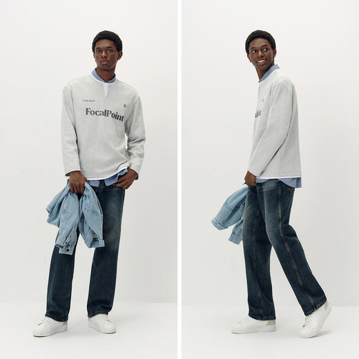 [商场同款]森马长袖T恤男拼接假两件情侣装2025秋季新款印花上衣 商品图4