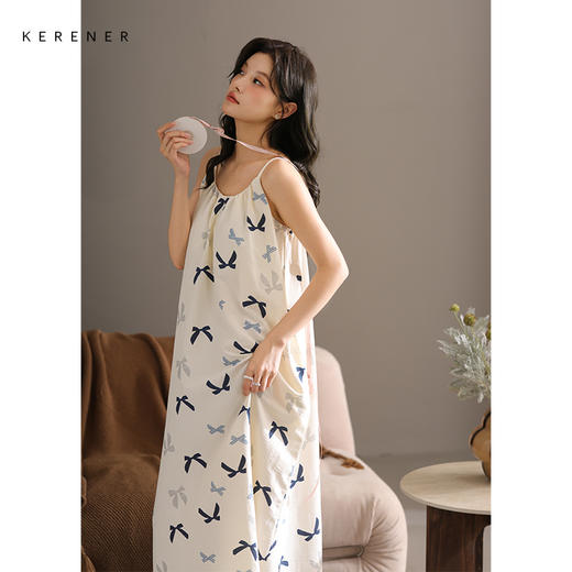 可人儿带bra小众设计新款泡泡绵女士睡衣夏季少女睡裙可外穿家居 商品图2