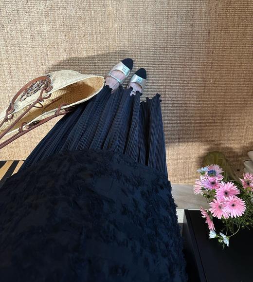 小华美一见倾心莱赛尔天丝千百褶假两件显瘦直筒连衣裙 商品图5