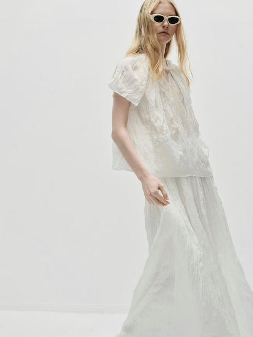 VC｜PF25018 Allie crinkled top [ 衬衫 墨绿 / 白 ] 商品图0