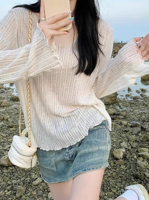 法式微透木耳边罩衫｜慵懒随性中带着一丝纯欲，谁穿谁好看 商品图5