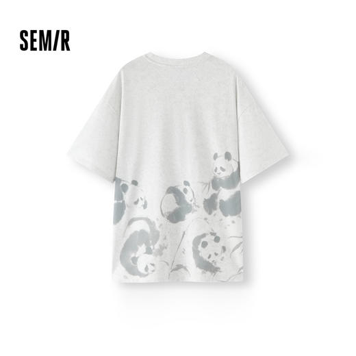 [商场同款]森马短袖T恤男国潮水墨熊猫t恤字母印花2025夏新款上衣 商品图1