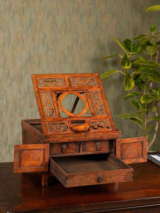 清早期	黄花梨透雕螭龙纹折叠式镜台 商品图2