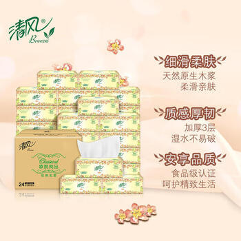 清风欧院抽纸100抽24包整箱装 BR12XSS /家庭清洁/纸品 /清洁纸品 /抽纸 商品图2