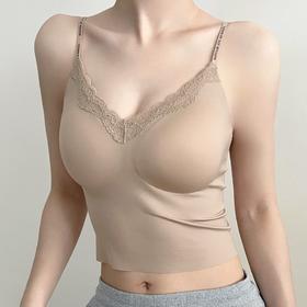 隐形不透！粉底液无痕内衣带胸垫吊带蕾丝美背心内搭外穿显瘦内衣