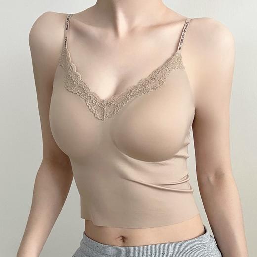 隐形不透！粉底液无痕内衣带胸垫吊带蕾丝美背心内搭外穿显瘦内衣 商品图0