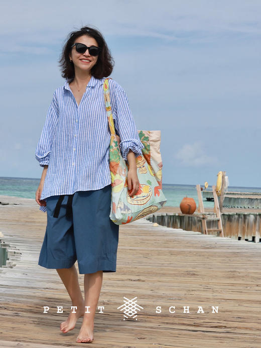 3000积分兑换 PETIT SCHAN小闪 放得下 品牌原创定制插画亚麻棉大号度假购物袋 商品图4