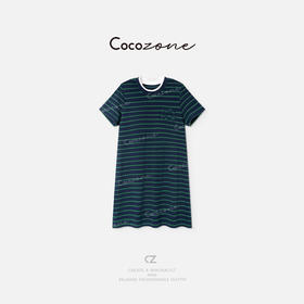 COCO ZONE 刘一一“网球少女”100棉条纹元素连衣裙 CD2A1605