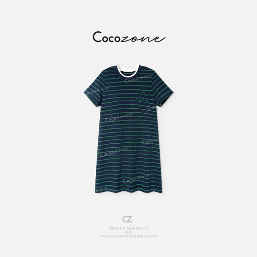 COCO ZONE 刘一一“网球少女”100棉条纹元素连衣裙 CD2A1605 商品图0
